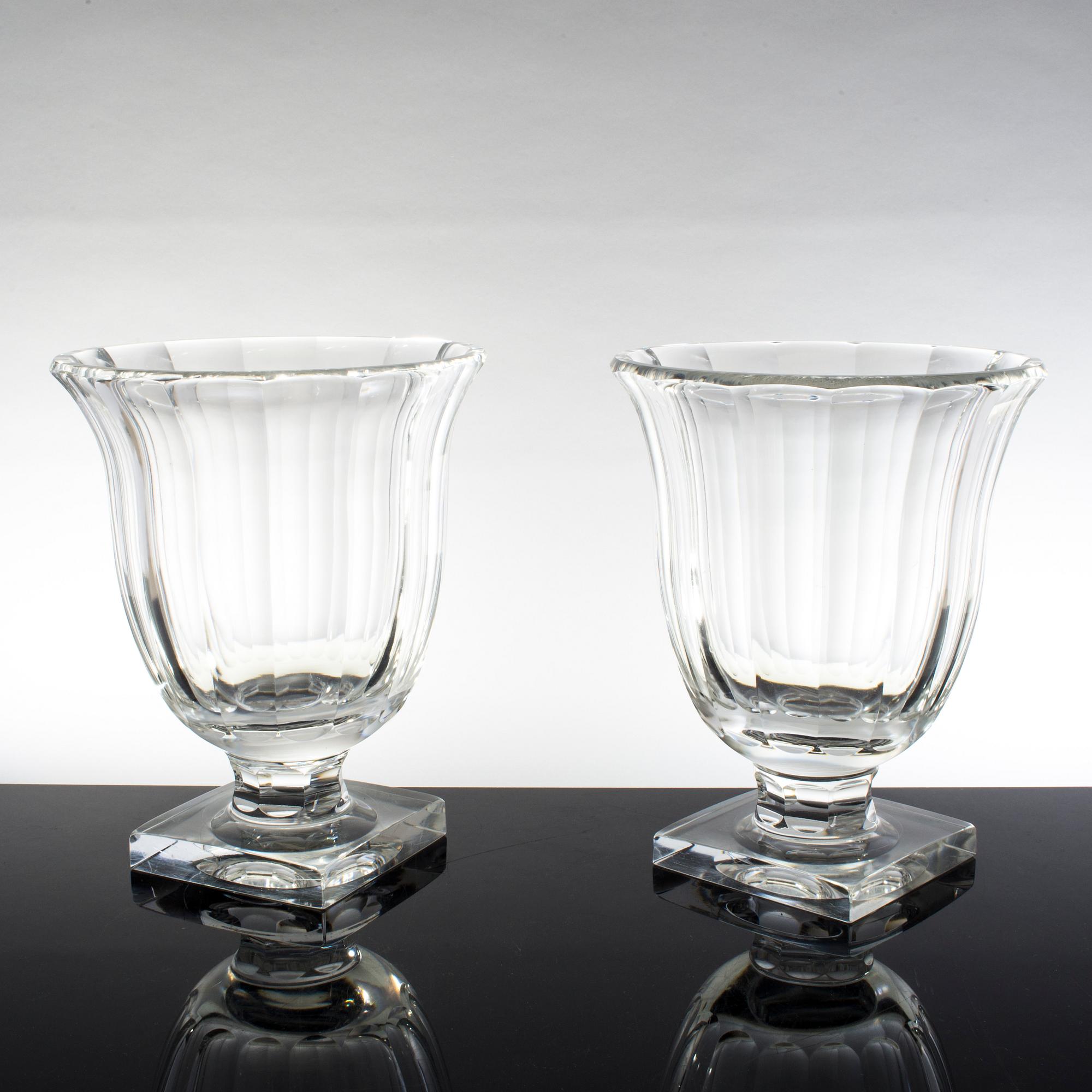 A pair of glass vases possibly by Elis Berg Kosta Boda from the first half of the 20th century.