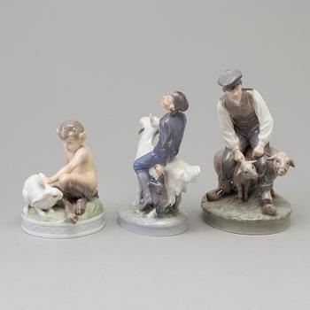 Three Royal Copenhagen porcelain figure groups, Denmark, 1950s.