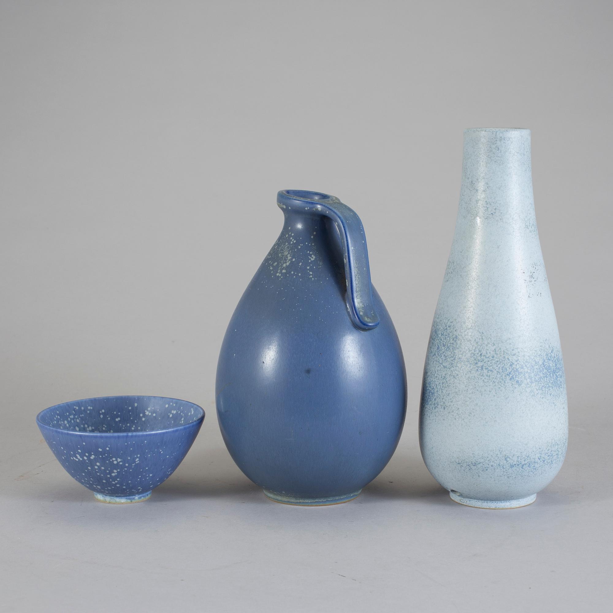 GUNNAR NYLUND, Rörstrand. Stengods, 3 delar. 1940-/50-tal.