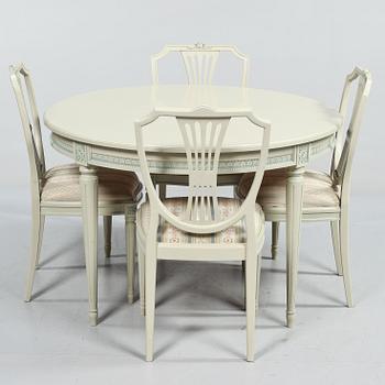 MATGRUPP, 5 delar, gustaviansk stil, 1900-talets andra hälft.