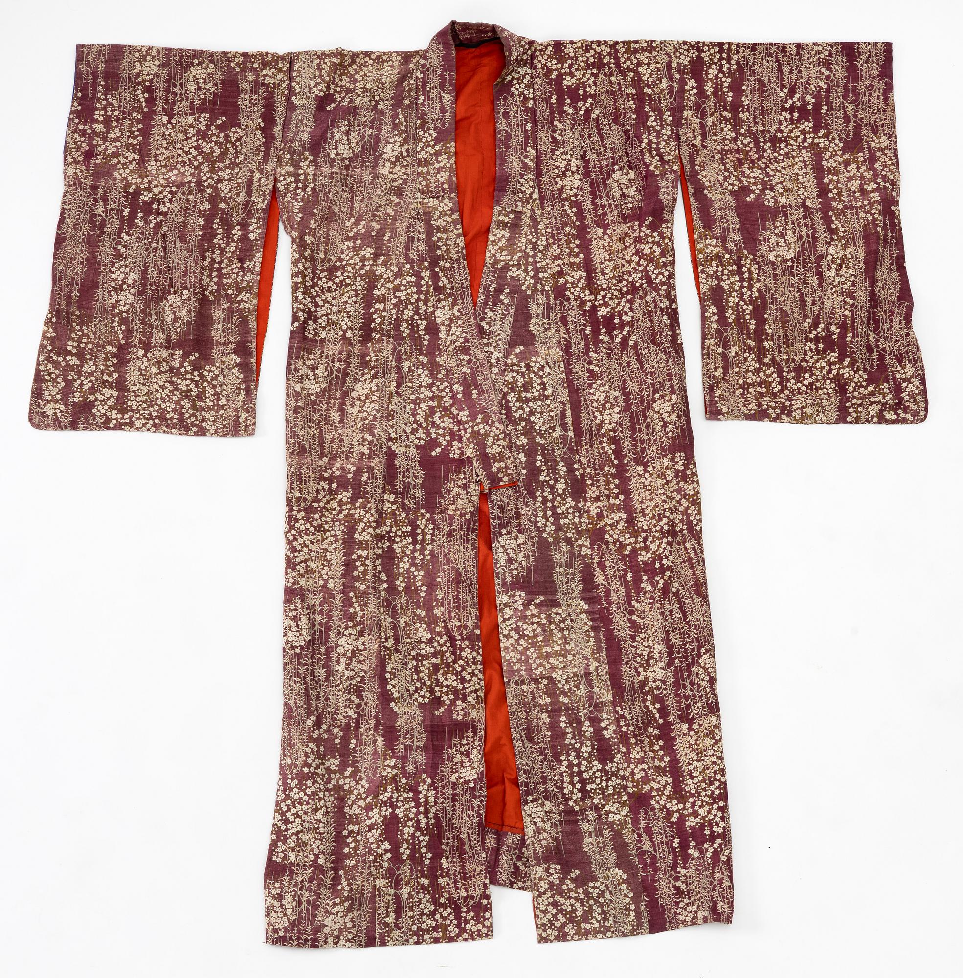 Kimono (five pieces), partially cotton, two pairs of shoes, one pair of socks, and a parasol, Japan, 20th century.