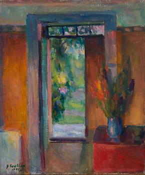 GEORGES VON SWETLIK, INTERIOR WITH DOOR TO THE GARDEN.