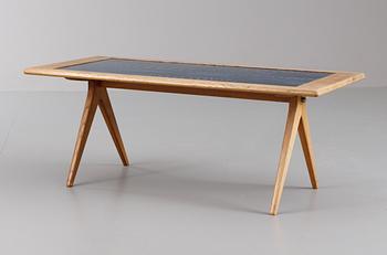 A Stig Lindberg oak and enamel sofa table, Gustavsberg and Nordiska Kompaniet (NK), Sweden 1953.