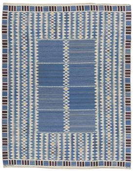 124. BARBRO NILSSON, matta, rölakan, 251 x 196,5 cm, "Salerno blå", signerad AB MMF BN.
