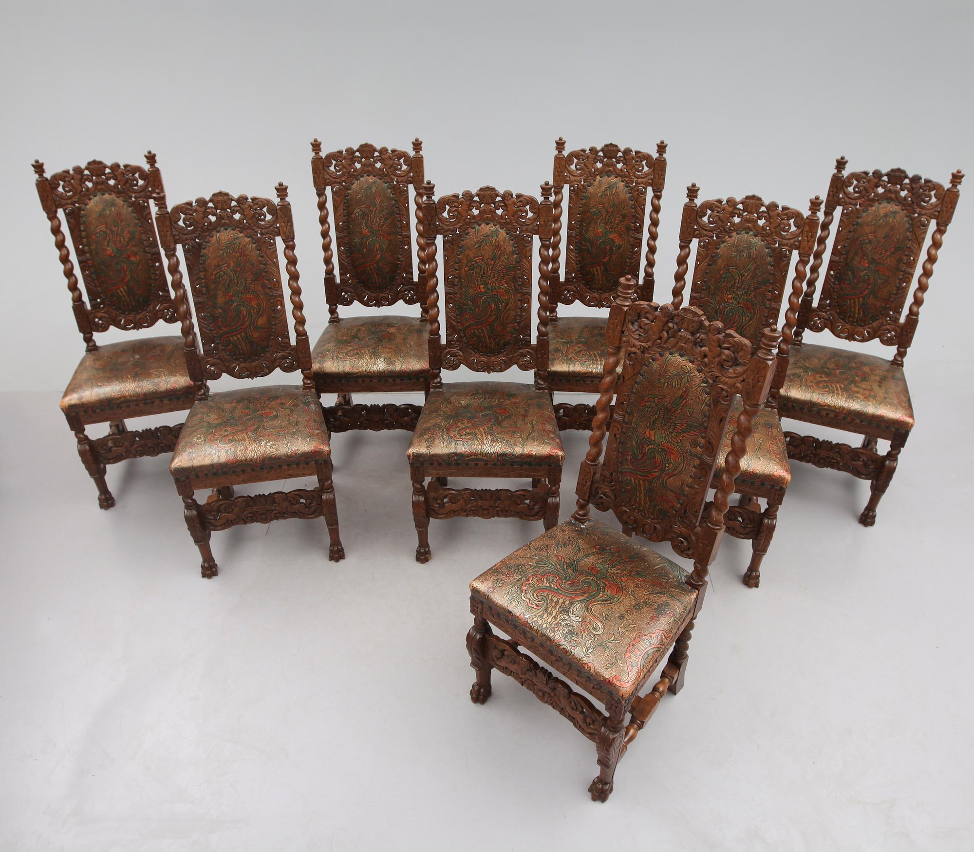 STOLAR, 8 st, barockstil, 1900-talets början.