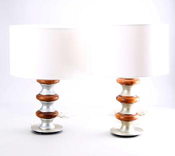 A pair of table lamps later part of the 20th century.