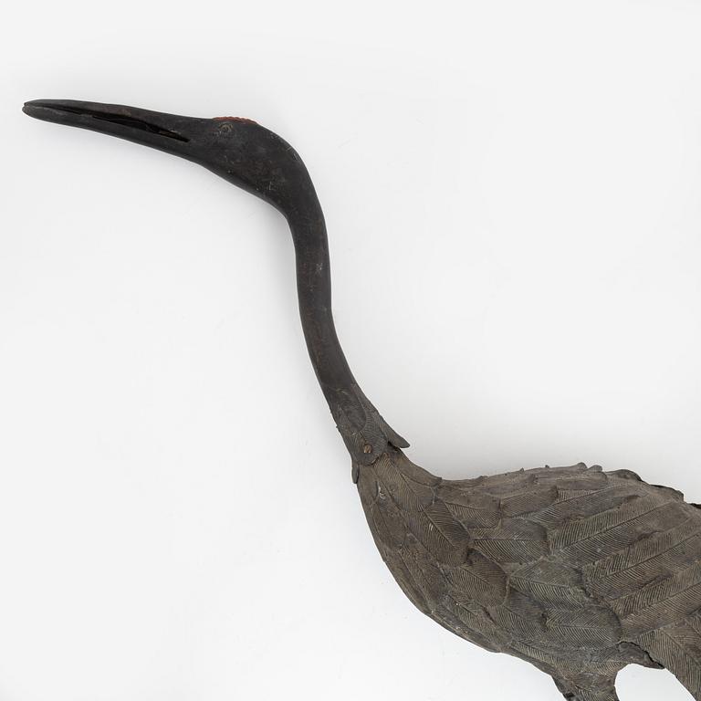 A Chinese bronze Crane, late Qing dynasty, around 1900.