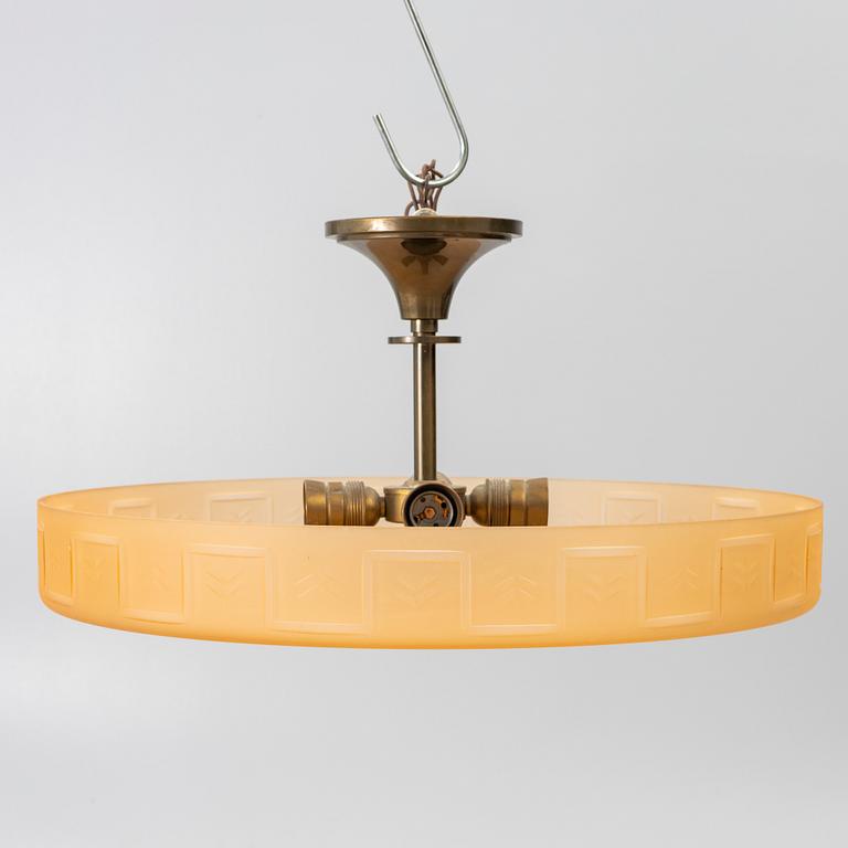 Harald Notini, taklampa, modell 6650, Arvid Böhlmarks Lampfabrik, Stockholm, 1930-tal.