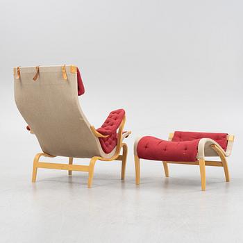 Bruno Mathsson, a 'Pernilla' armchair and a stool, Dux.