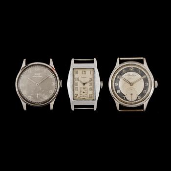 ARMBANDSUR, 3st, Tissot, Phenix, Balaber, 1930/40-tal.