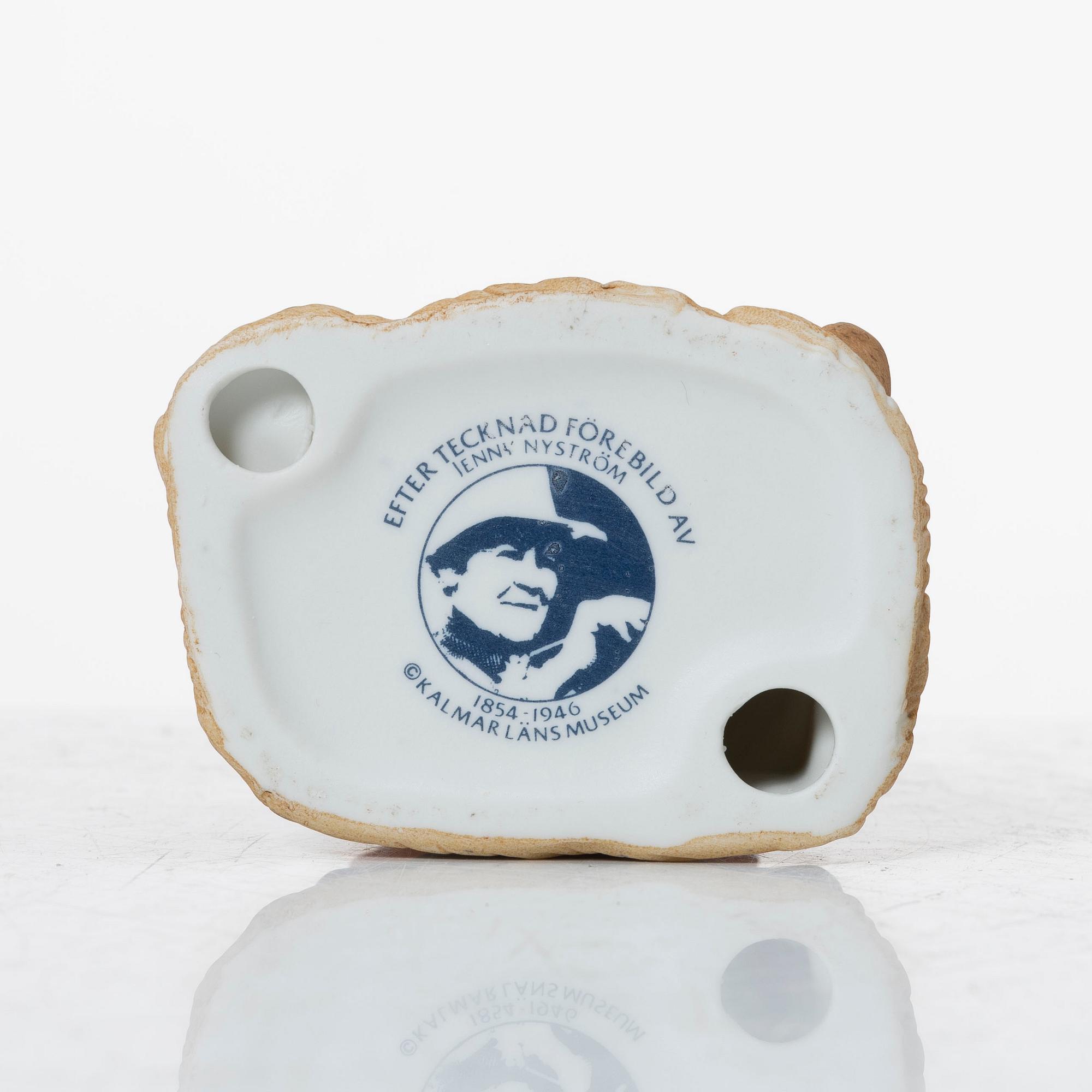 Jenny Nyström, efter, figuriner, 16 st, porslin, för Kalmar Läns museum.