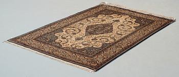 SEMI-ANTIQUE SILK KASHAN. 204,5 x 131,5 cm.