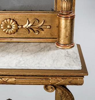 SPEGEL med KONSOLBORD, empire, 1800-talets första hälft.