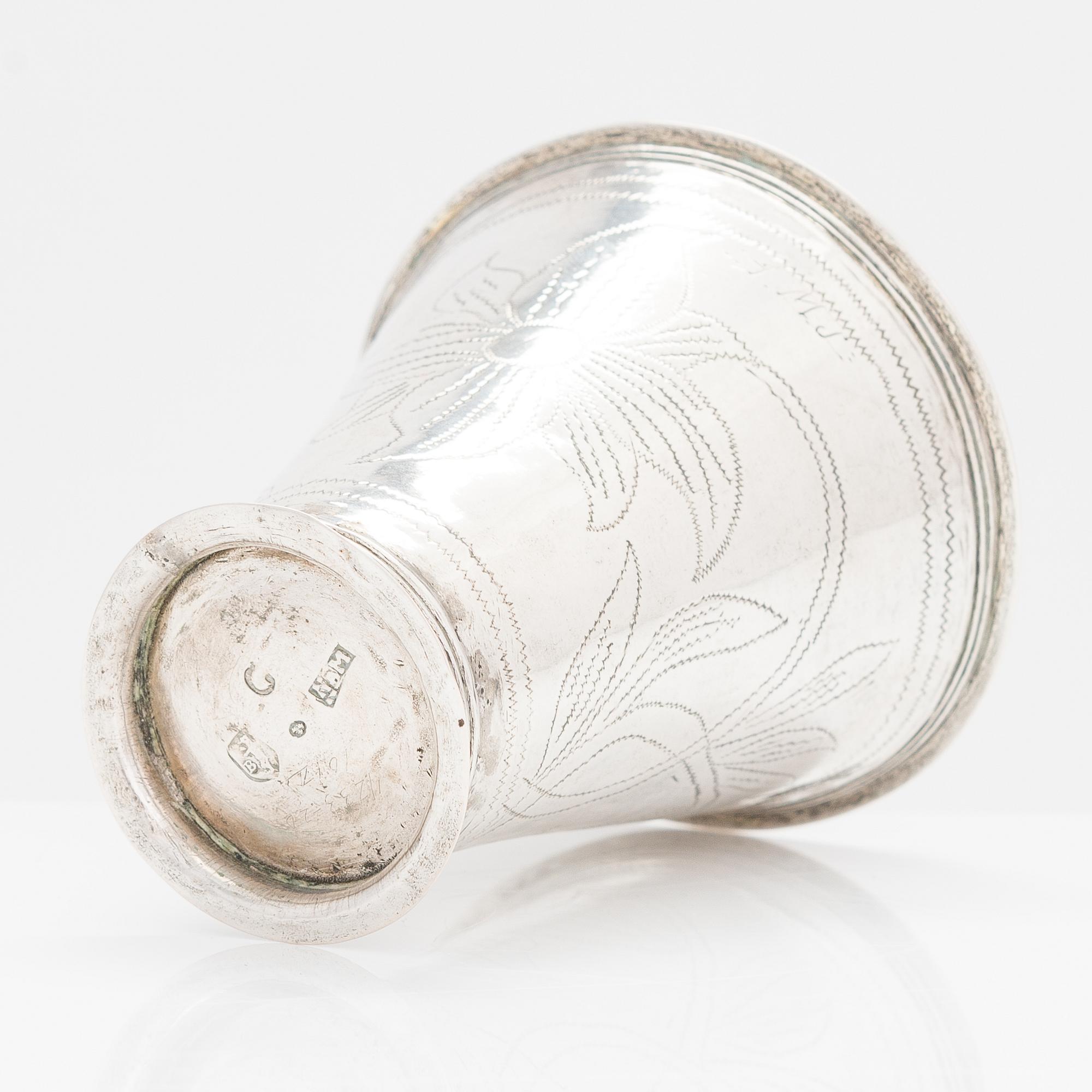 Nils Boman, bägare, silver, Björneborg, Finland 1765.