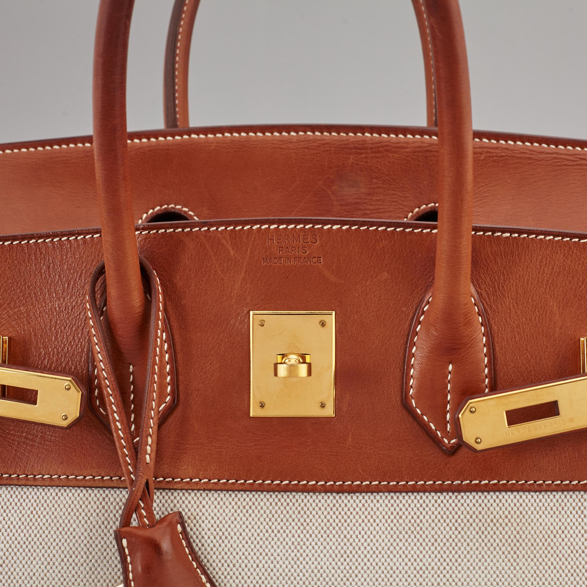 HERMÈS, a 'Birkin 35' leather and canvas bag from 2001.