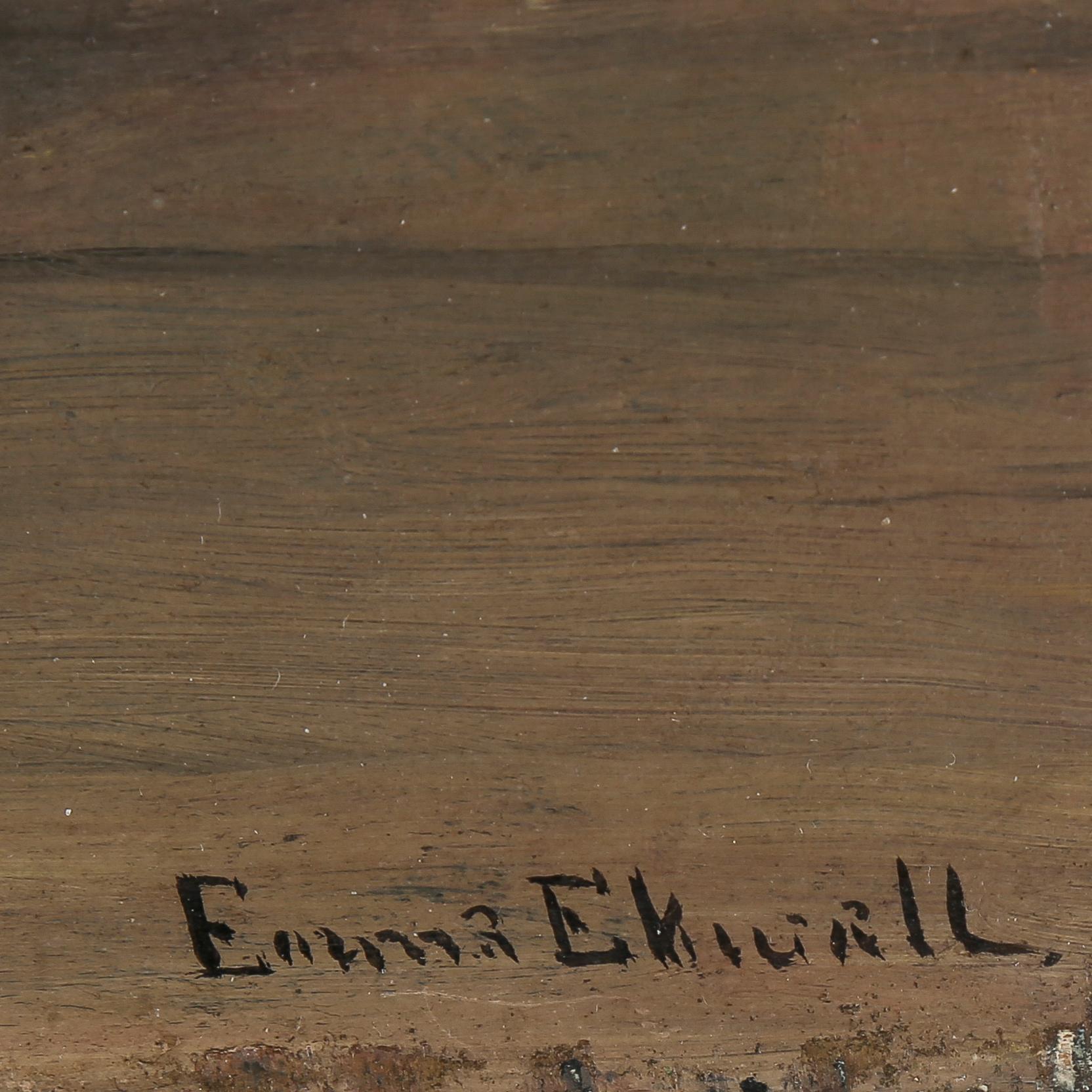 EMMA EKWALL, olja på pannå, signerad Emma Ekwall.