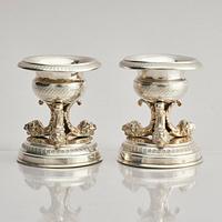 A pair of silver salt cellars, unclear maker's mark, Italy, after 1872.