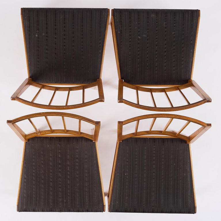 Josef Frank, a set of eight mahogany chairs model B 800, Firma Svenskt Tenn, mid 20th century.