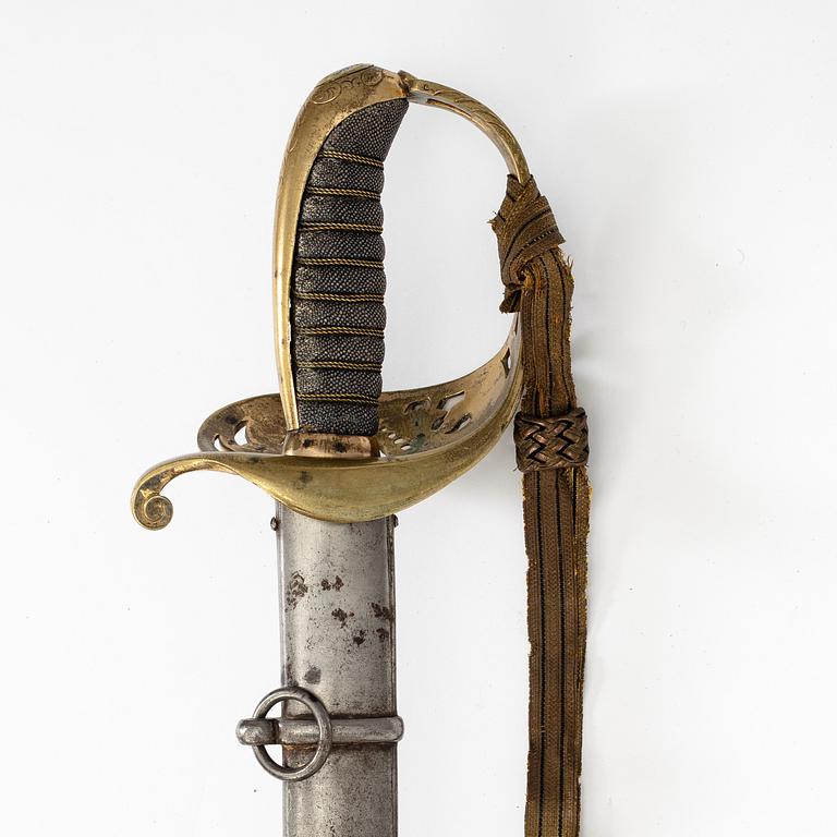 Sabel, svensk, m/1859 för infanteriofficer, med balja.