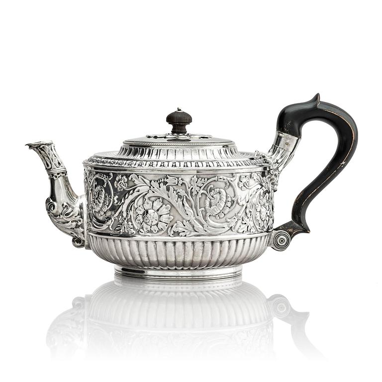 Adolf Zethelius, tekanna, silver, Stockholm 1833.