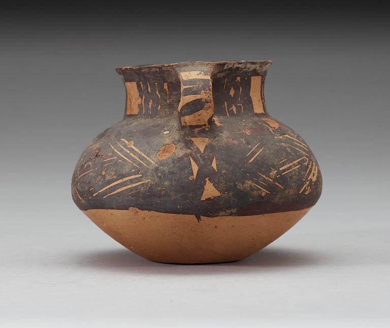 A potted and painted jar, Neolithic period.