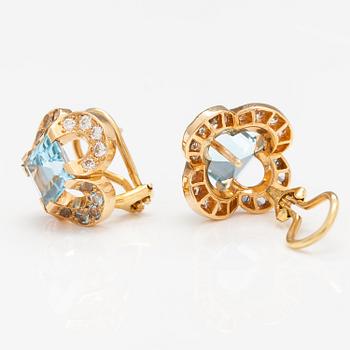 Korvakorupari "Katariina Jagellonika", 18K kultaa, topaaseja, timantteja n. 0.75 ct yht. Ofelia Jewelry, Helsinki 1998.