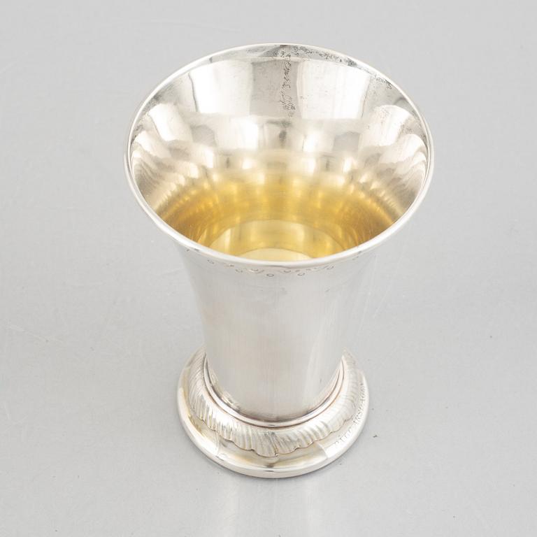 A set of three Swedish silver beakers, including CG Hallberg, Stockholm 1951.