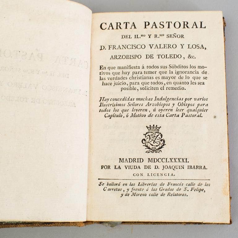 BÖCKER/HÄFTEN, 5 st, bl a om religion, Spanien, 1700-1800-tal.