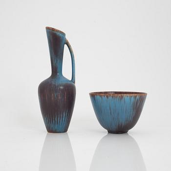 Gunnar Nylund, a stoneware vase and a bowl, Rörstrand, Sweden.