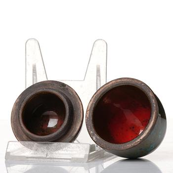 Hans Hedberg, a set of five faience sculptures of eggs, Biot, France.