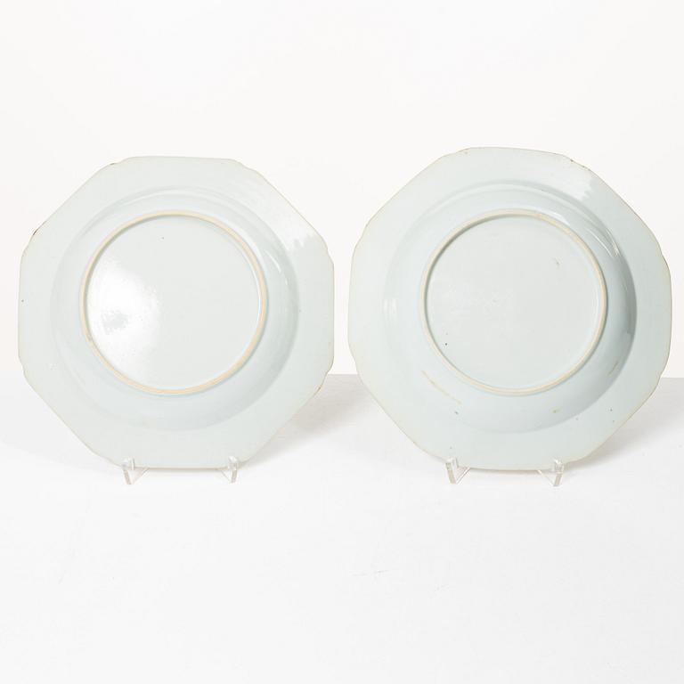 Twelve Famille Rose export porcelain plates, China, yongzheng (1722-35) & Qianlong (1736-95).