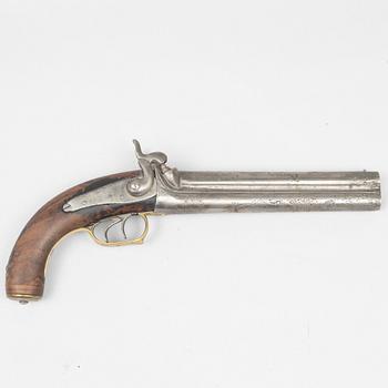 Percussion pistol, double-barrel, second half of the 19th century.