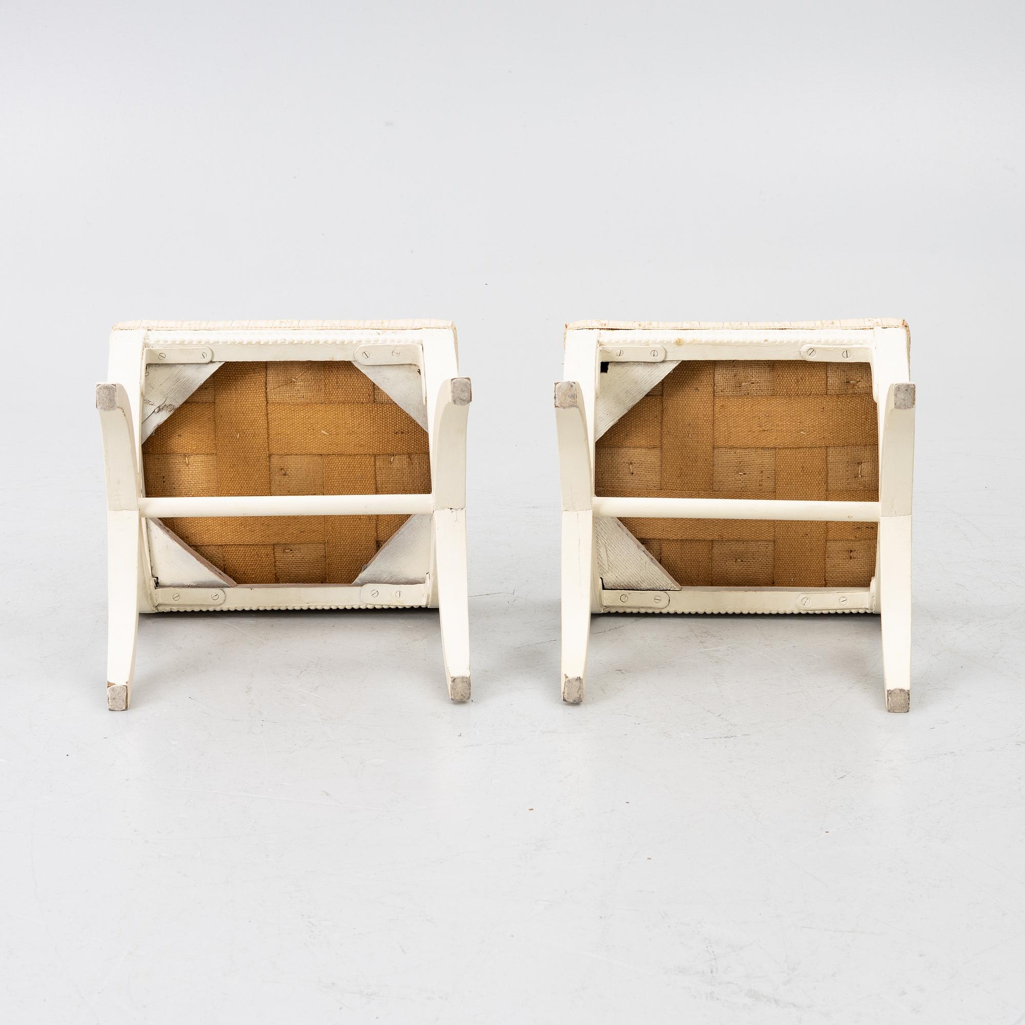A pair of Late Gustavian stools, circa 1800.