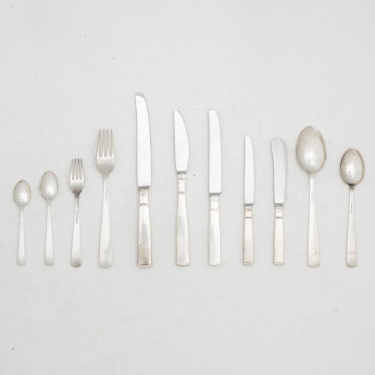 Jacob Ängman, A swedish silver cutlery set, 'Rosenholm', GAB, Stockholm (63 pieces).
