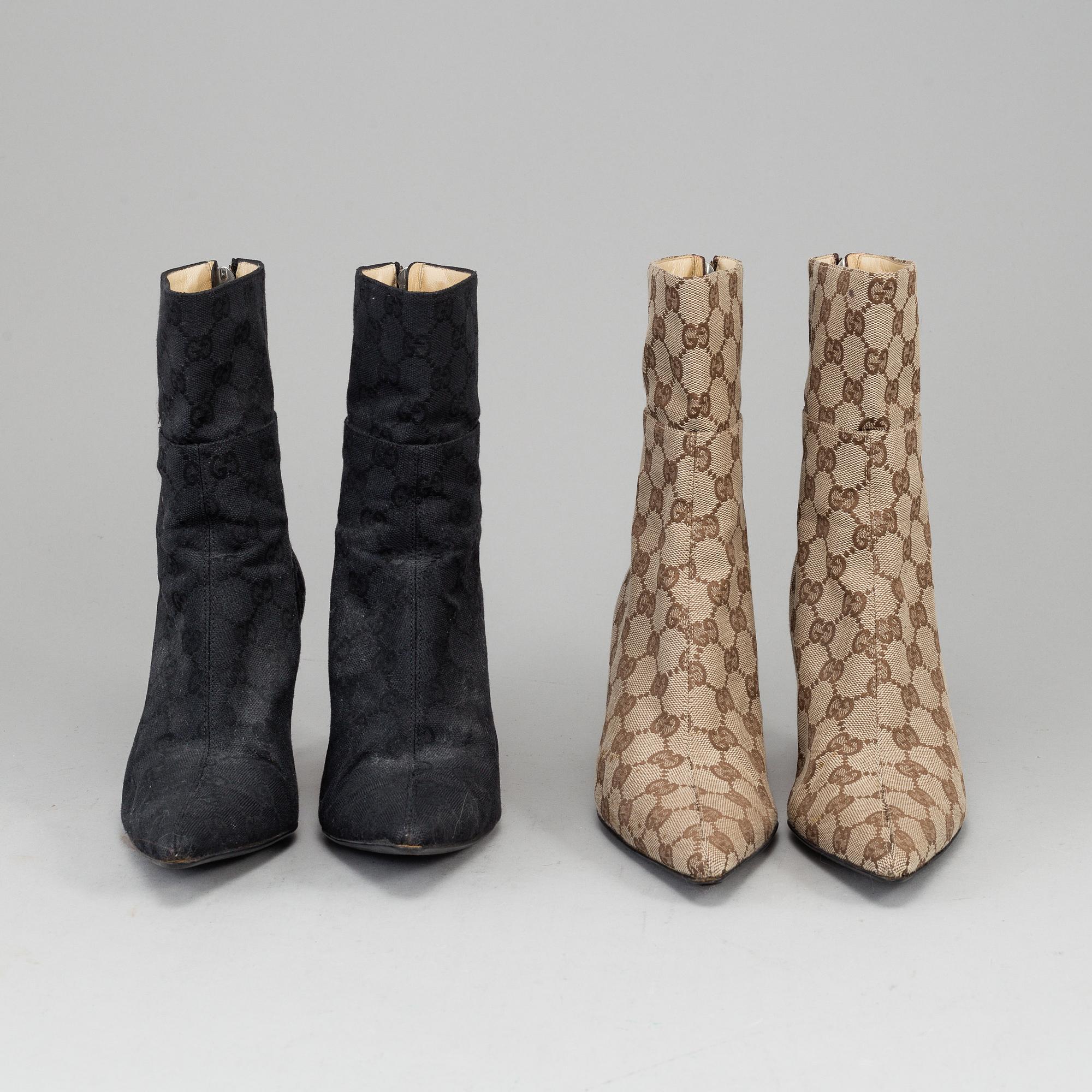 GUCCI, stövletter, två par, italienska storlekar 37 & 37,5.