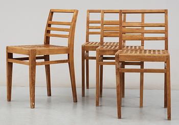 A set of four beech chairs, France 1920's-30's.