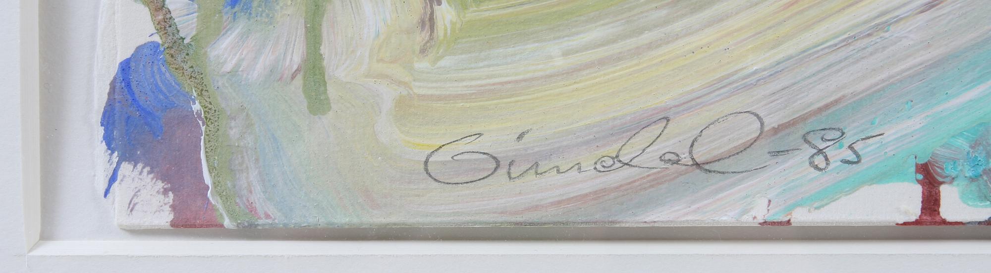 OKÄND KONSTNÄR, sign Gimdal, olja på papp, dat -85.