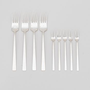 Bertel Gardberg, a 110-piece set of "Birgitta" silver cutlery, marked BG, Hopeatehdas oy, Helsinki 1956-65.