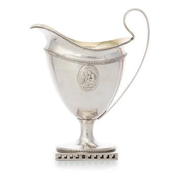 175. A Swedish Gustavian parcel-gilt silver cream-jug, mark of Johan Schröder. Landskrona 1796.