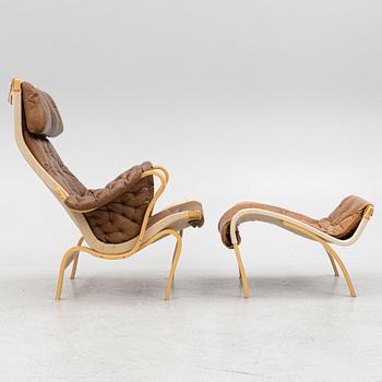 Bruno Mathsson, armchair with footstool, Pernilla, Dux.