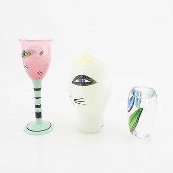 Ulrica Hydman-Vallien, vaser 3 st signerade Kosta Boda.