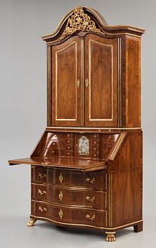 A Danish Rococo 18th century writing cabinet in the manner of cabinet maker Christian Jacob Preisler (1712-1779).