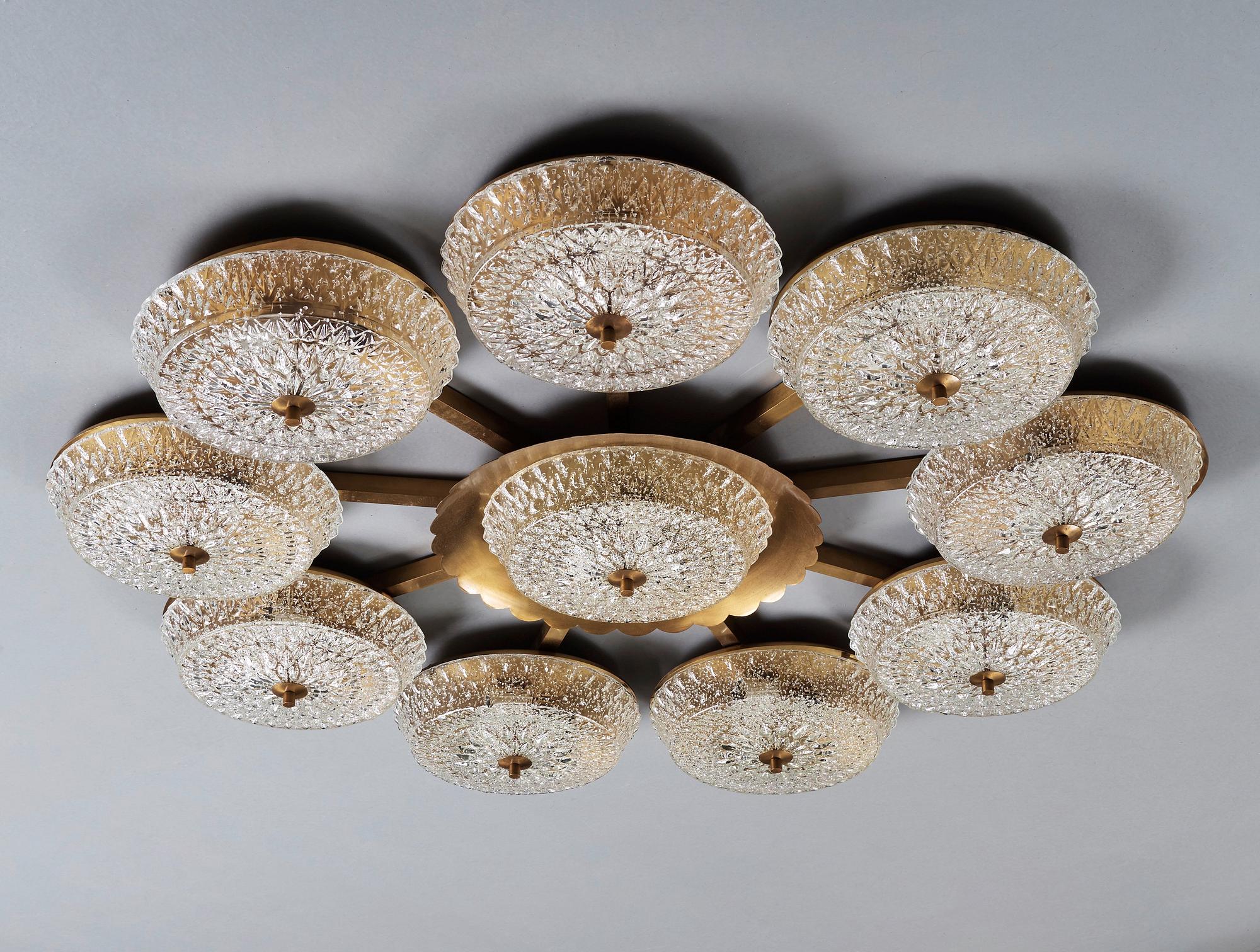 A ceiling lamp attributed to Carl Fagerlund , Orrefors, Sweden probably 1970's.