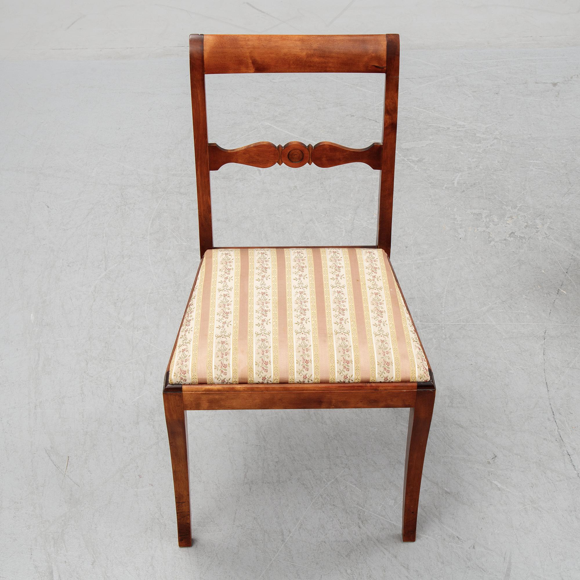 A set of eight stained birch chairs, mid 19th Century.