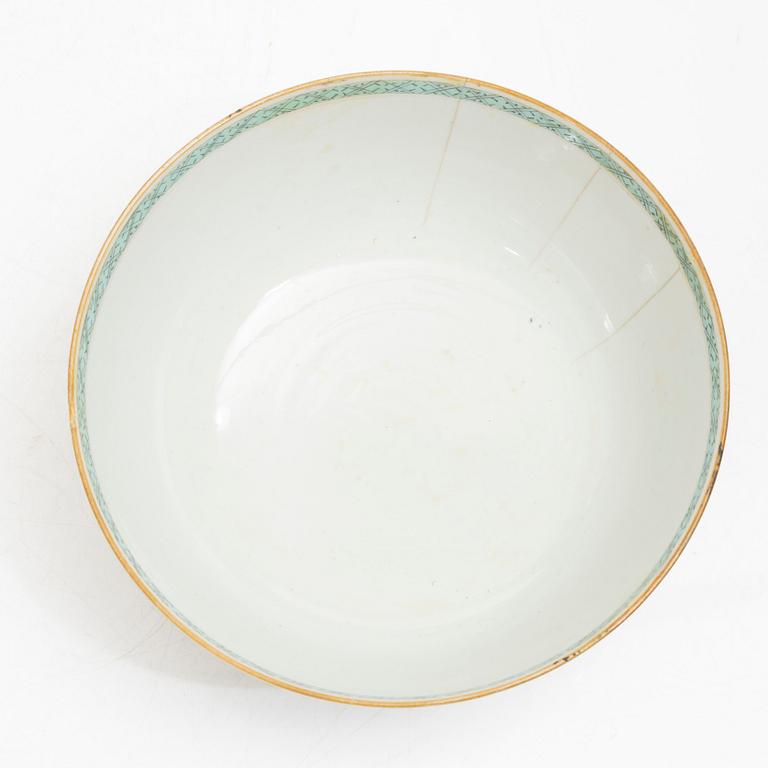 Three porcelain punch bowls, China, Qianlong (1736-95).