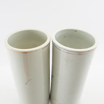 Brush pots, 2 similar, China, 20th century, porcelain.