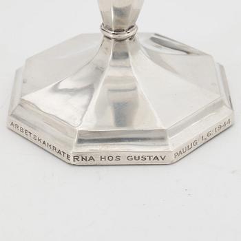 Three pairs of silver candlesticks, Finnish and Swedish hallmarks 1927-1972.