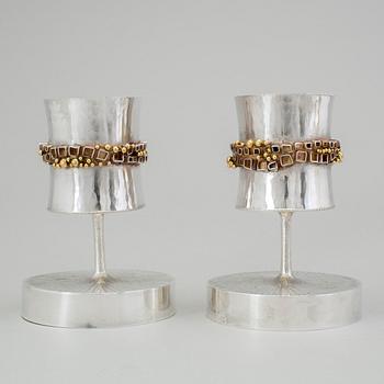 A pair of Karlheinz Sauer silver candlesticks, Västerås, Sweden 1972.