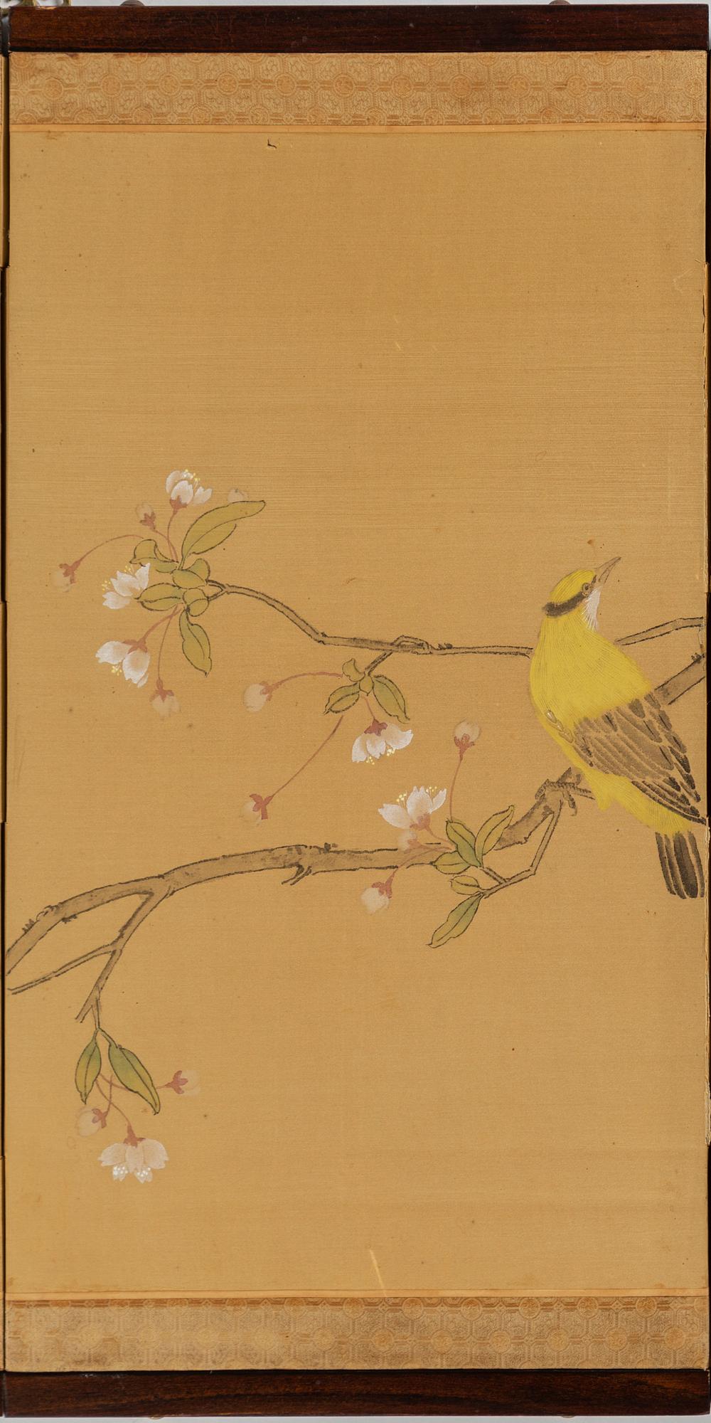 A Chinese folding screen, 20th century.