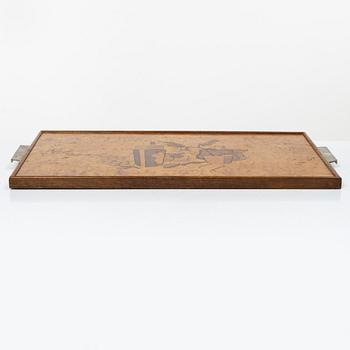 A Linder, tray "Cocktail", model number 67, Mjölby Intarsia, 1940s.